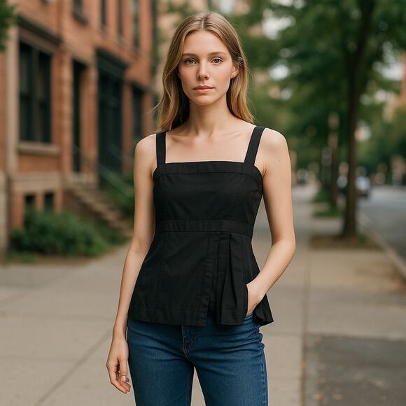 Marc By Marc Jacobs peplum pleated Black blouse Size 6 - Picture 1 of 13